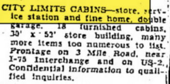 City Limits Cabins - Aug 1966 Ad